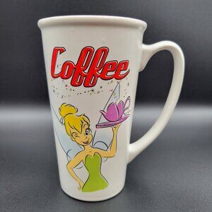 Tinkerbell Disney Store Fairies Coffee Mug Cup Ceramic 16oz White Purple Tea